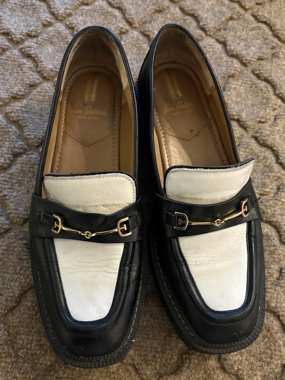Sam Edelman Women's black and white leather ‘Tully’ Loafers size 9
